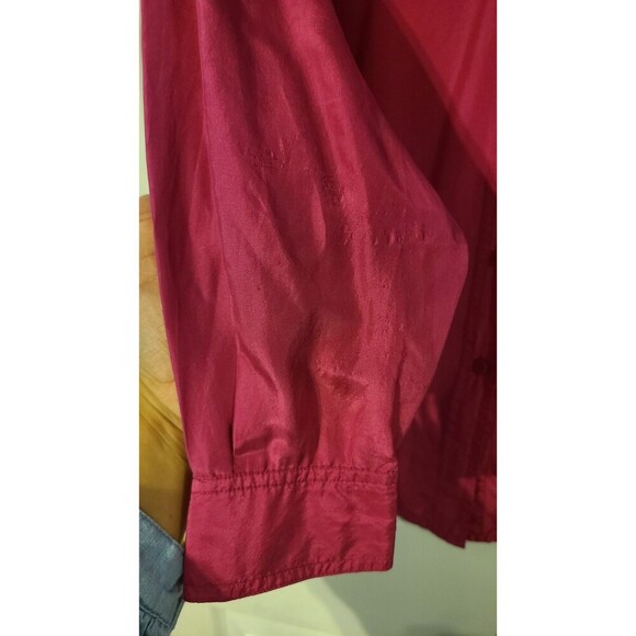Diane Gilman Fuchsia Pink Silk Blouse Button up Medium - Picture 7 of 12